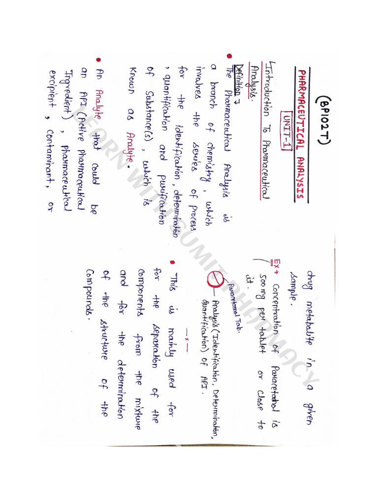 Unit 1 Pharmaceutical Analysis Pdf Pharmacy Pharmaceutical Sciences