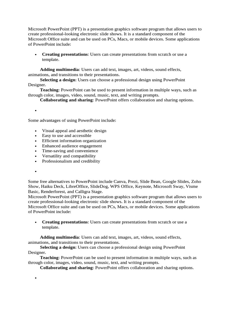 Applications of Microsoft PowerPoint | PDF | Microsoft Power Point ...