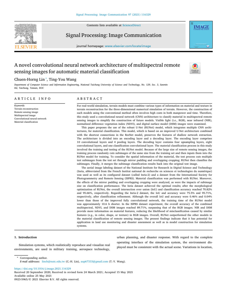 A Novel Convolutional Neural Network Architecture of Multispectral ...
