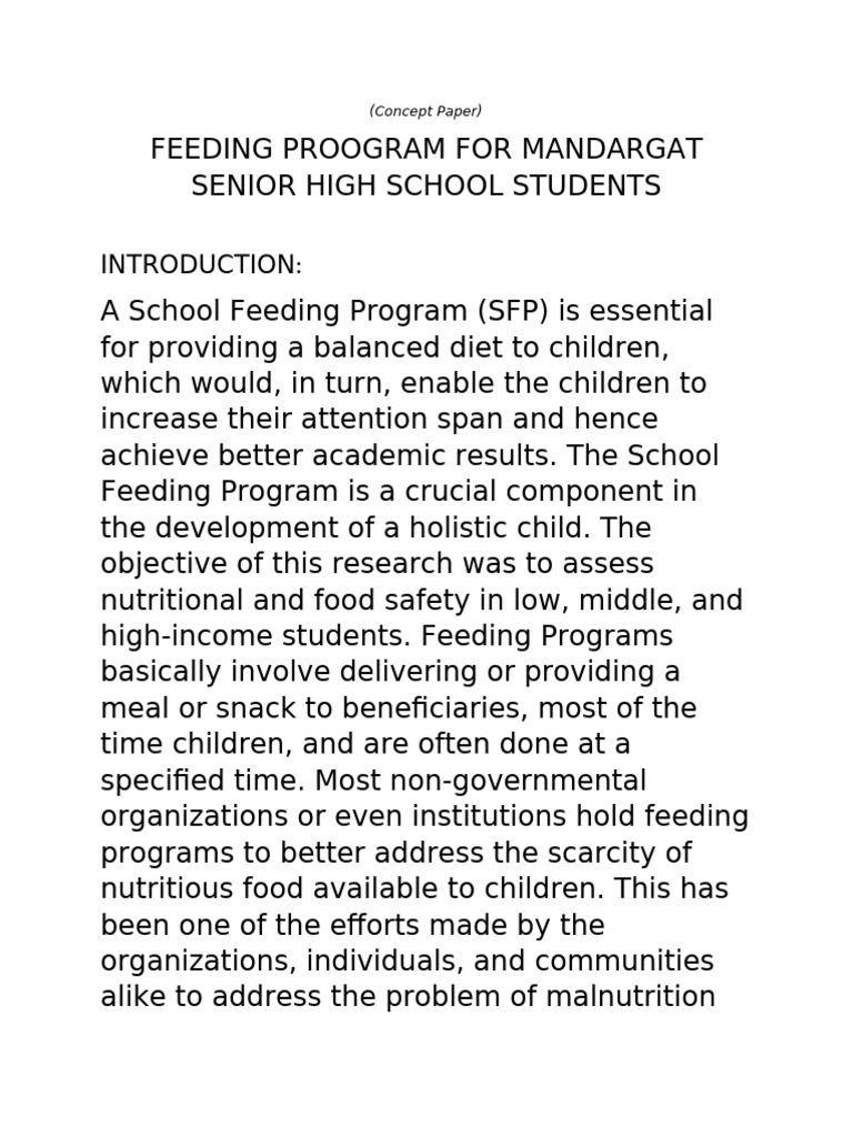 School Feeding Program for Students | PDF