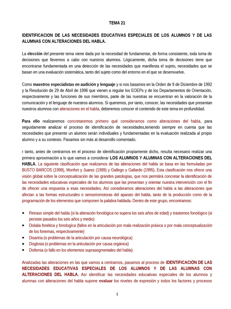 Tema 21 | PDF | Evaluación | Fonología