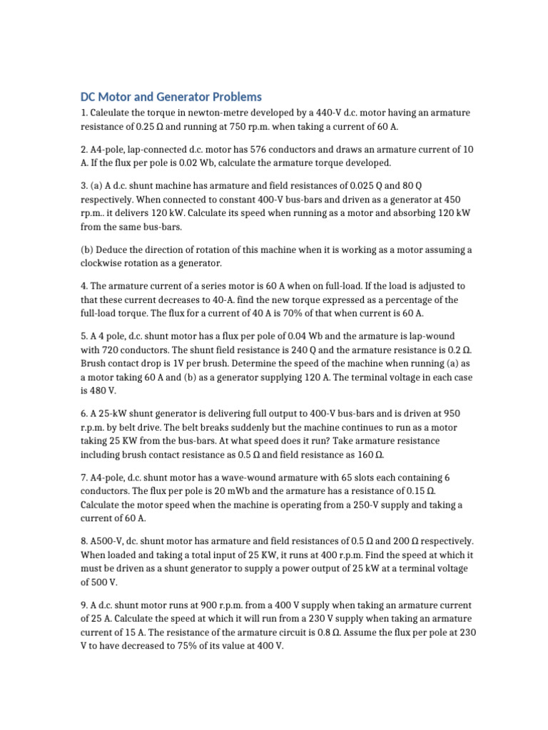 Dc Motor Problems Lec11 Pdf Electric Motor Electric Generator