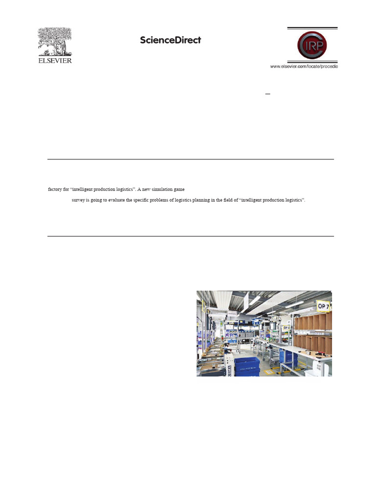 Simulation Game For Intelligent Production Logistics The Pu 2016 ...
