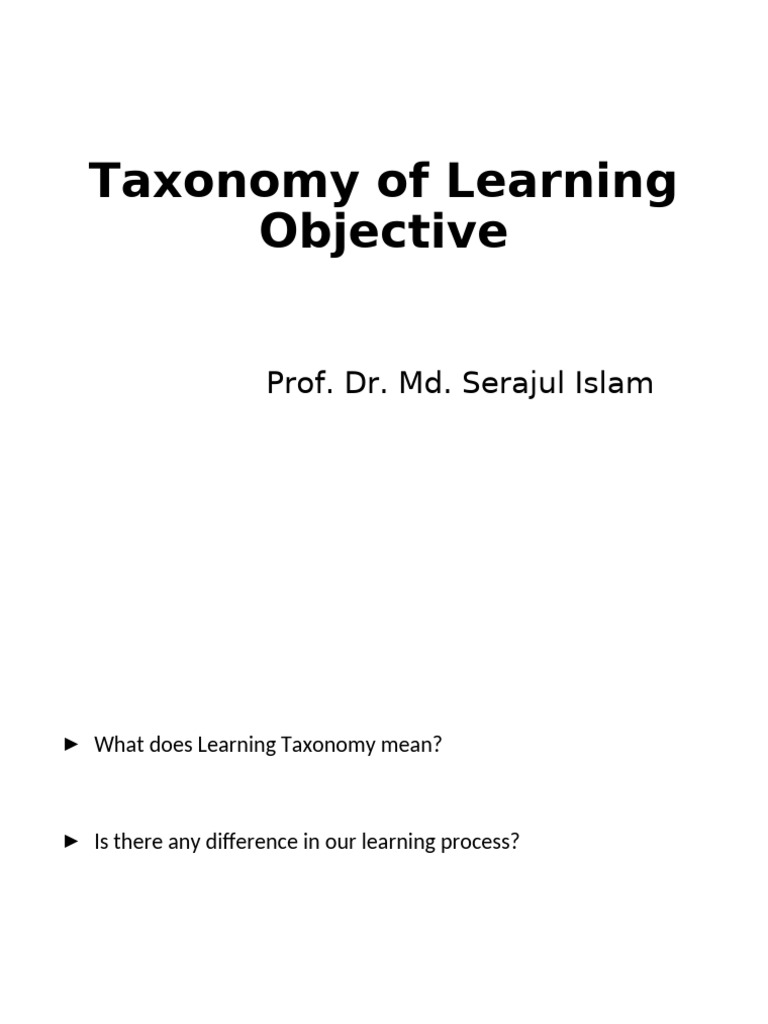 Learning Taxonomy Explained | PDF | Knowledge | Metacognition
