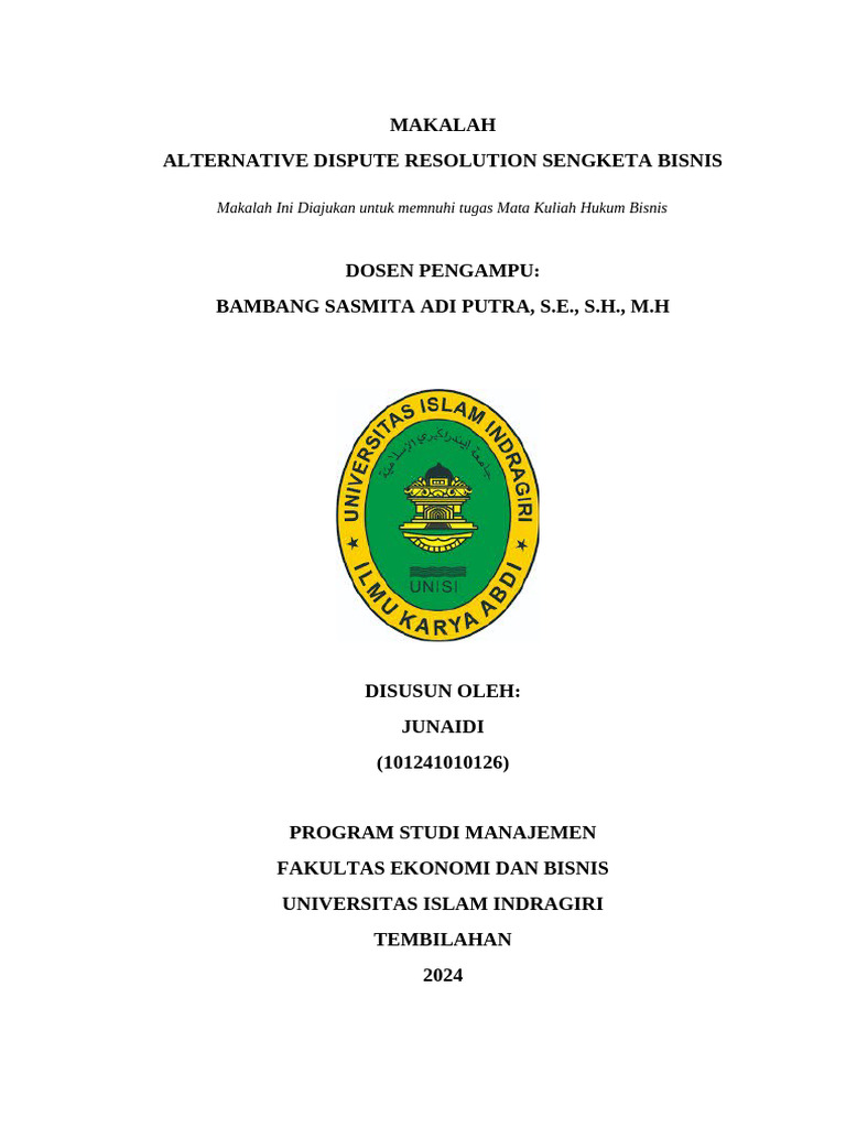 Makalah Hukum Bisnis Junaidi | PDF