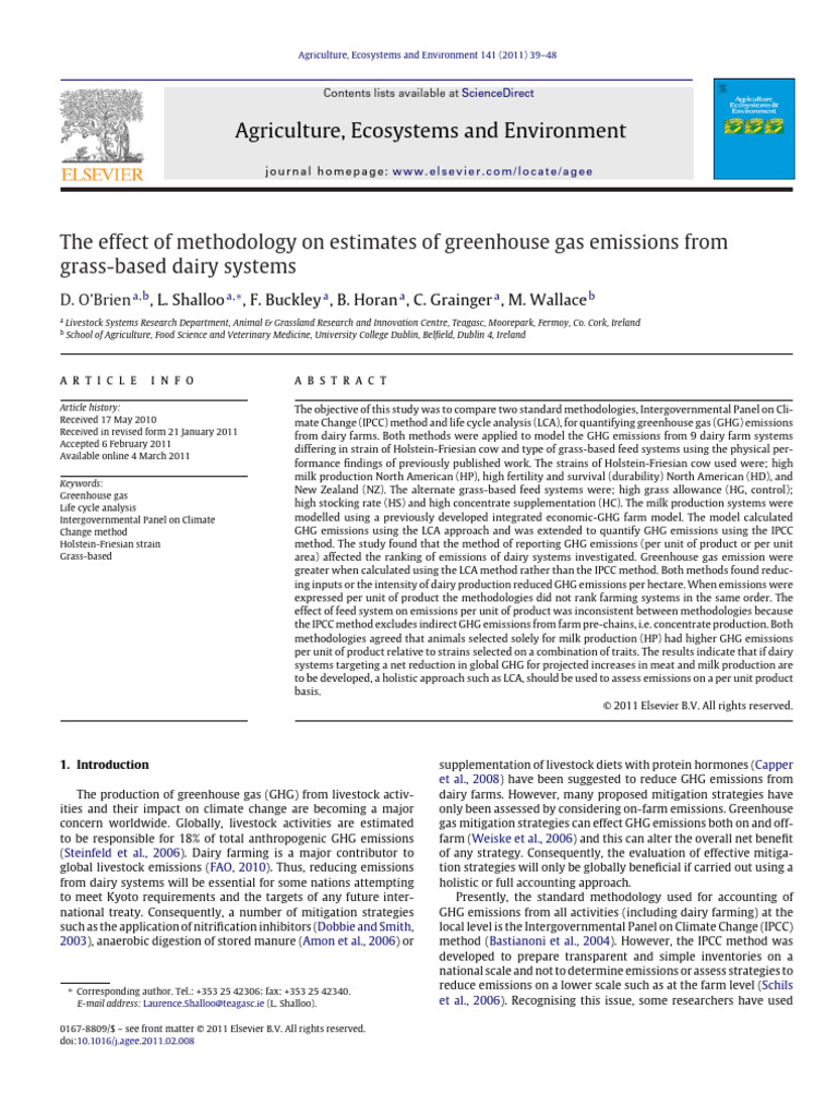 The Effect of Methodology On Estimates of Greenhouse Gas Emissions From ...