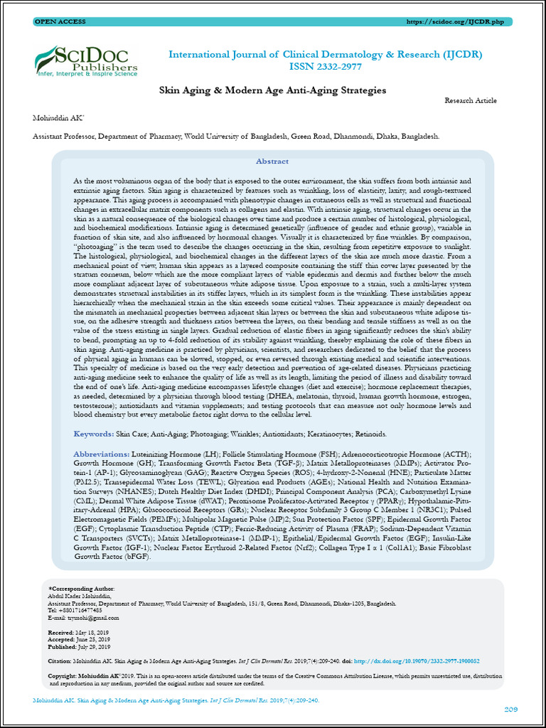 Skin Aging and Modern Age Anti Aging STR | PDF | Skin | Luteinizing Hormone
