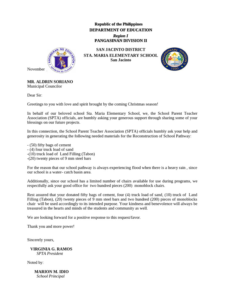 Support Request for School Pathway Reconstruction | PDF
