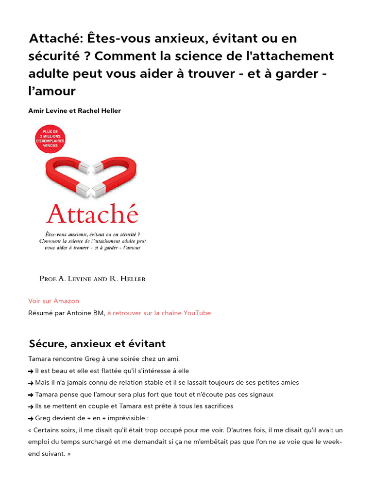 Attachement : anxieux vs évitant | PDF | Amour | Psychologie