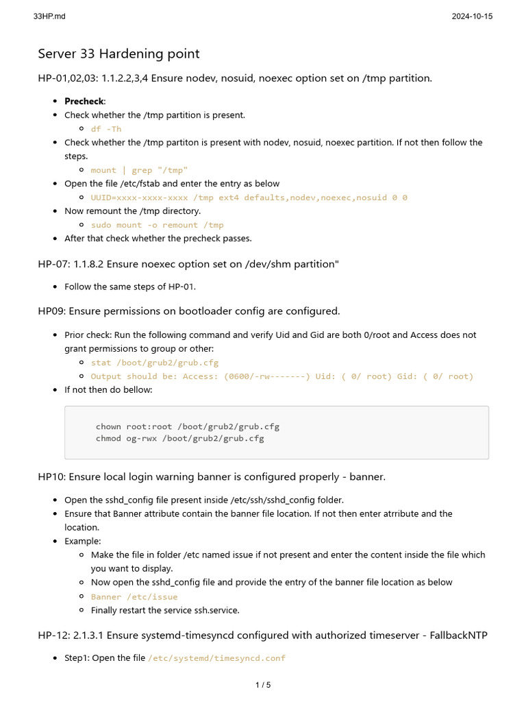 Server 33 Hardening Checklist Guide | PDF | Computer Architecture ...