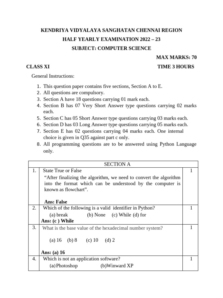 HY XI CS AK Nov 2022 | PDF | Computing | Computer Programming
