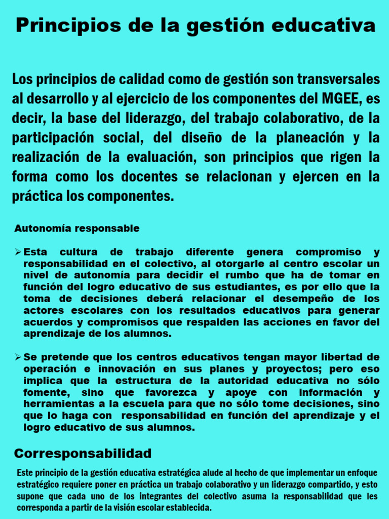 Exposicion - Principios de La Gestion Educativa | PDF | Escuelas ...