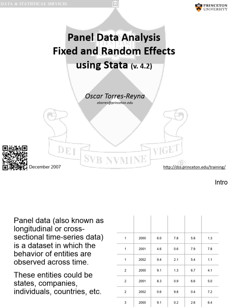 Panel Data Analysis with Stata | PDF | Fixed Effects Model ...