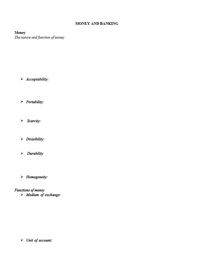 Money And Banking Pdf Money Banks