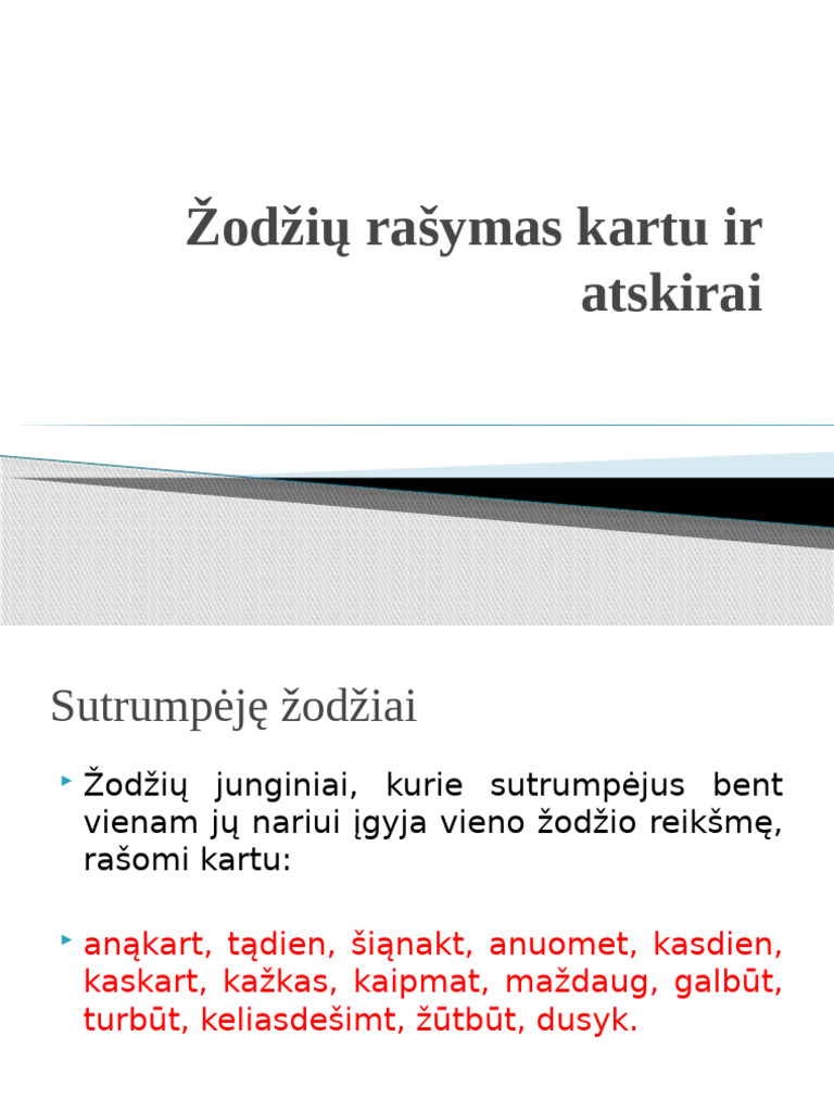 Zodziu Rasymas Kartu Ir Atskirai | PDF