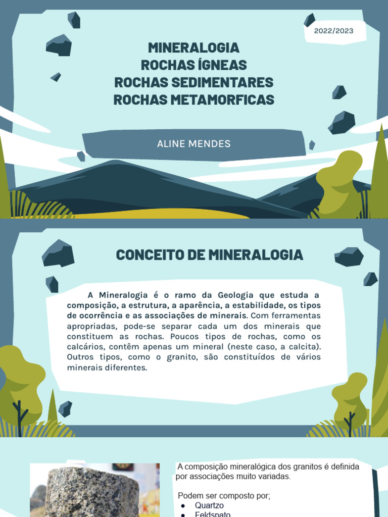 Minerais e Rochas Igneas, Sedimentares e Metamorficas | PDF | Sedimento ...