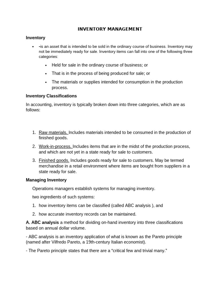 Inventory Management Pdf Inventory Economies