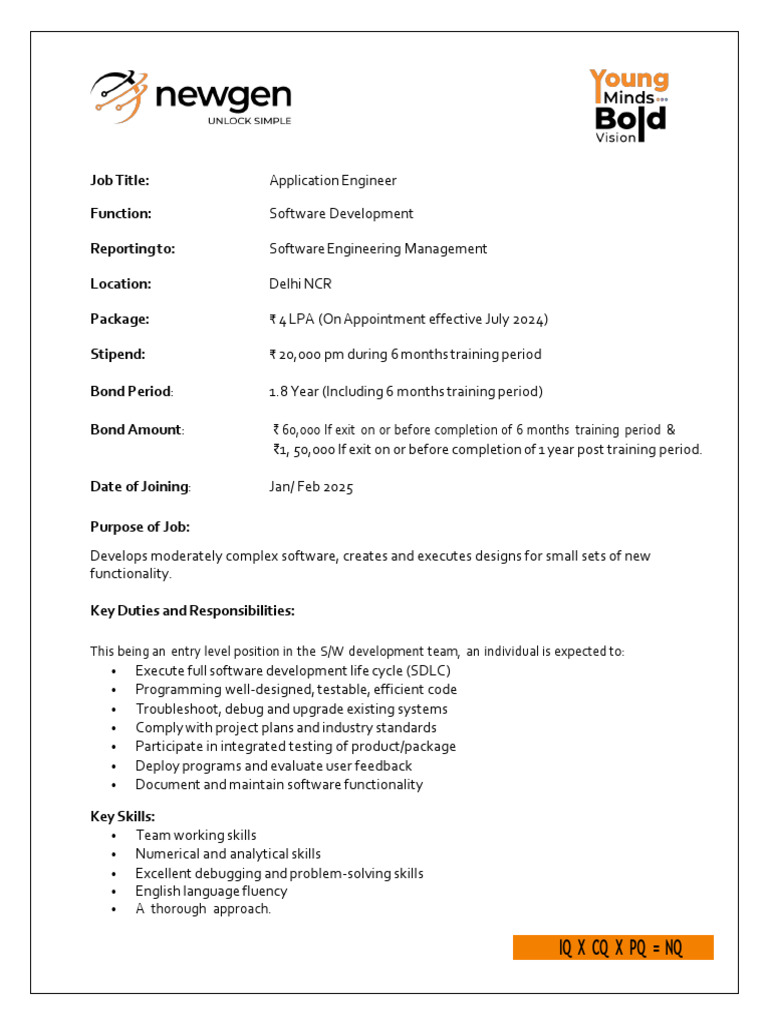 Application Engineer Job in Delhi NCR | PDF