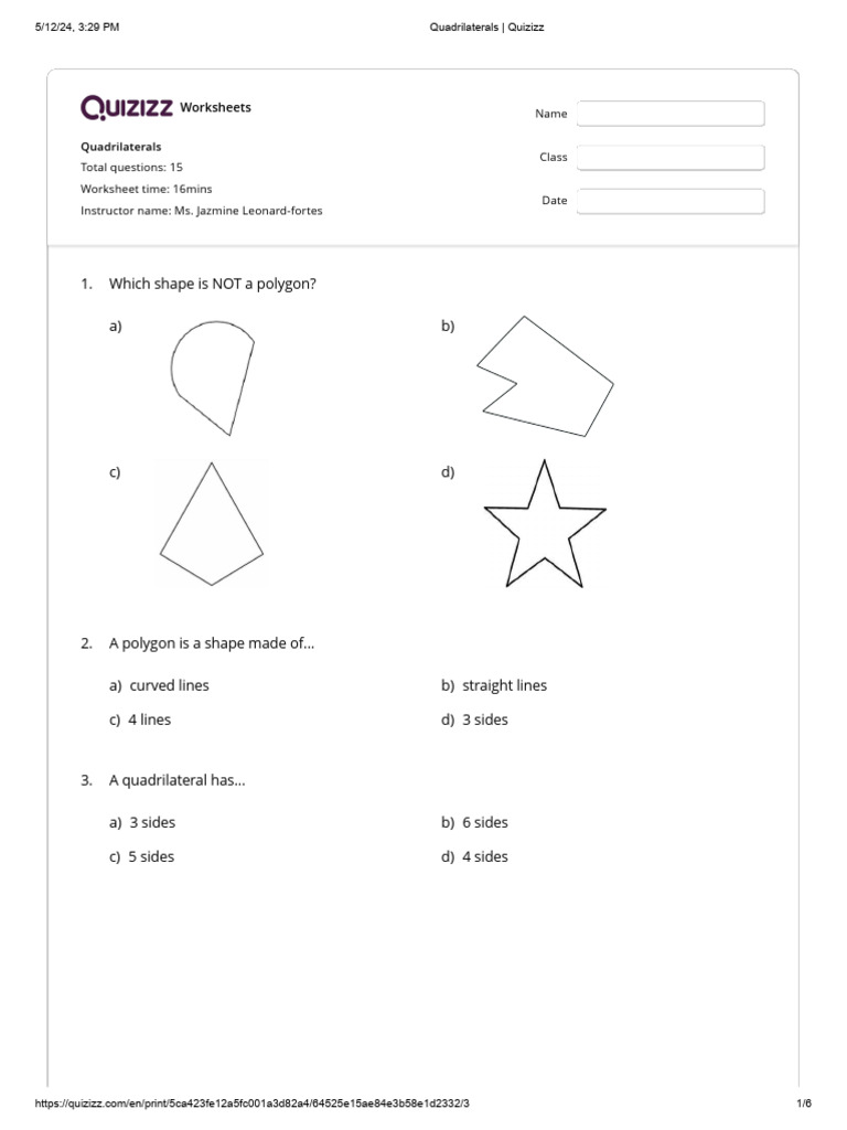 Quizizz - Quadrilaterals 2 | PDF | Rectangle | Euclidean Plane Geometry