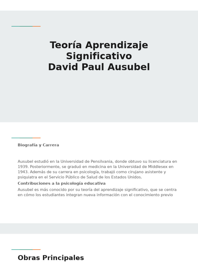 Teoría Aprendizaje Significativo David Paul Ausubel | PDF | Aprendizaje ...