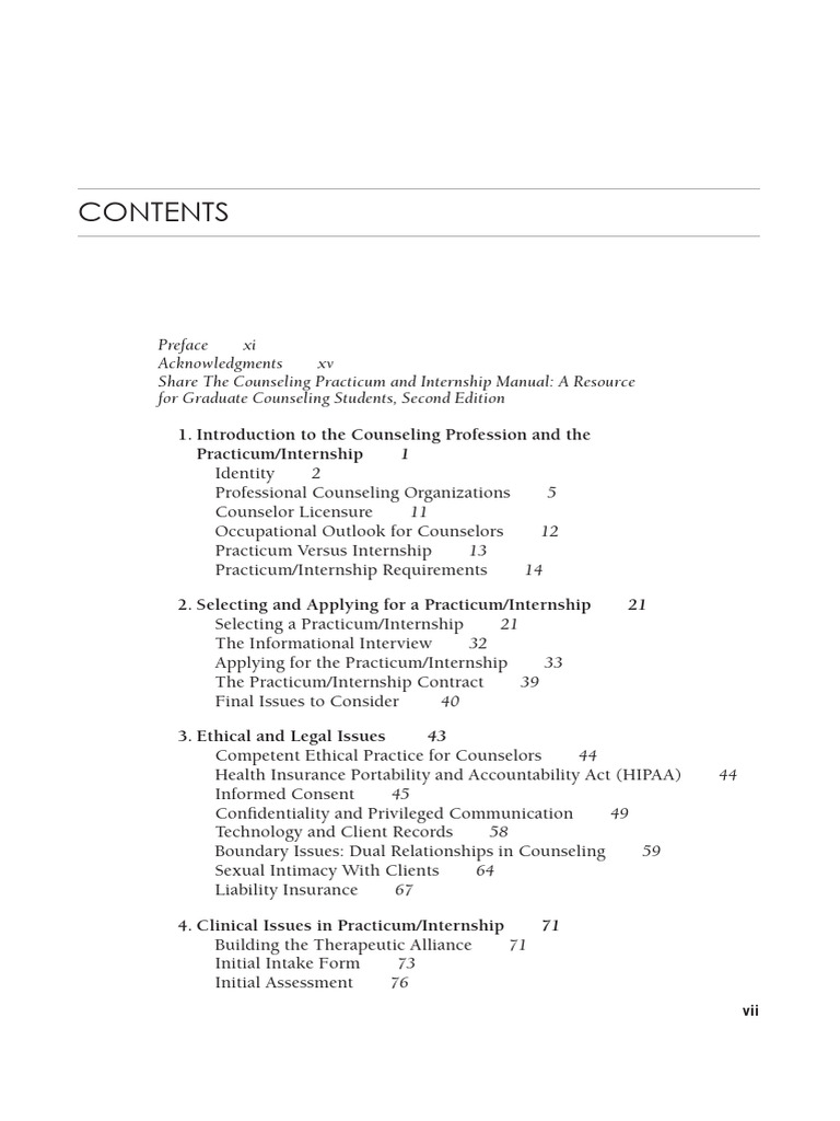 The Counseling Practicum and Internship Manual Sec... - (Contents ...