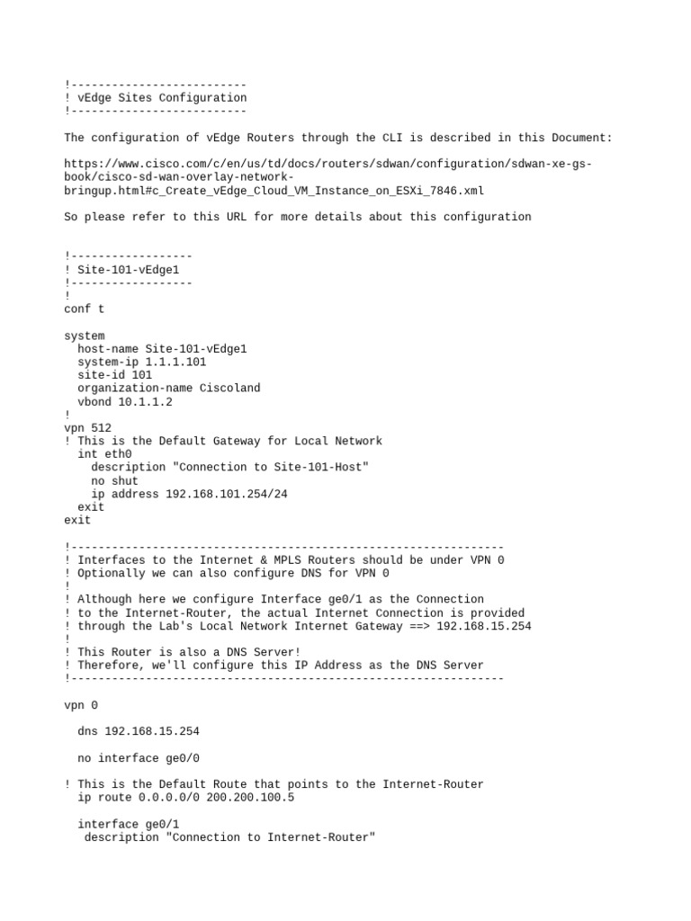 vEdge Router Configuration Guide | PDF | Router (Computing) | Virtual ...