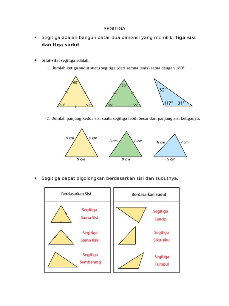 Jenis-jenis Segitiga dan Sifatnya | PDF