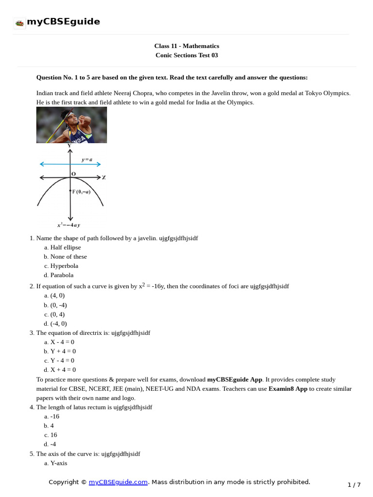 Conic Sections: Javelin Path and Ellipse | PDF | Ellipse | Geometric Shapes