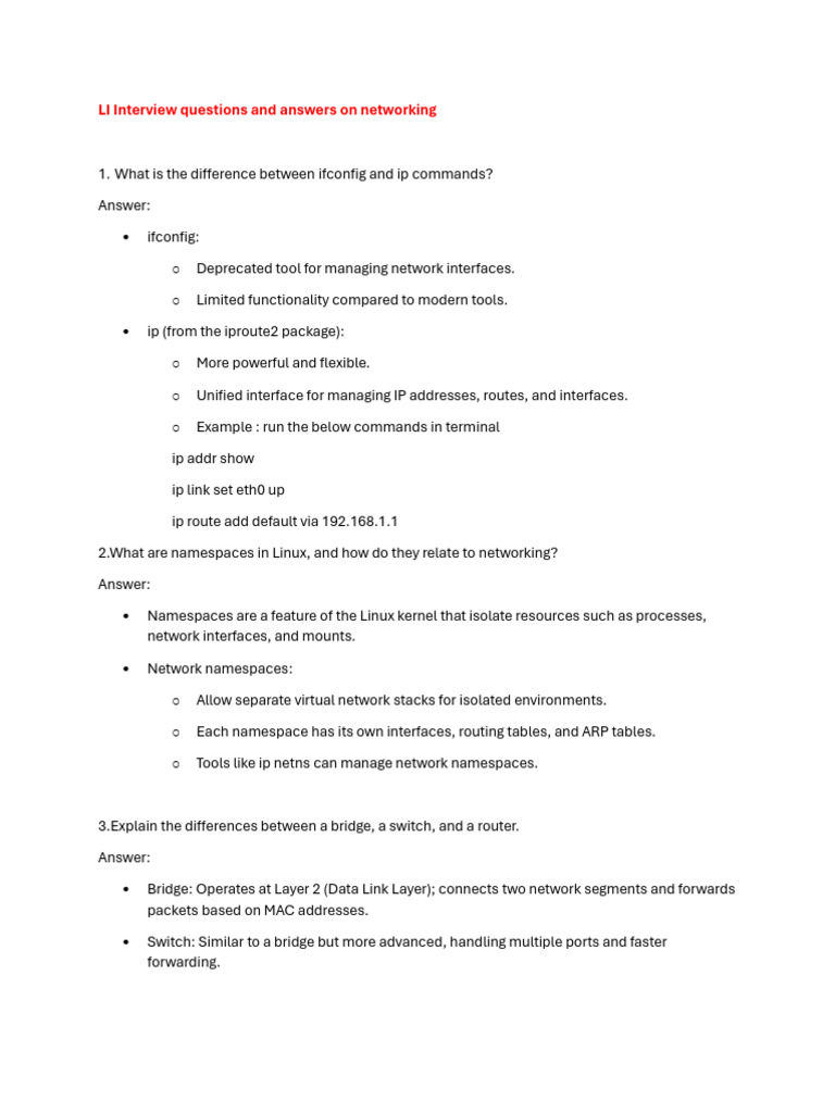 LI Interview Questions and Answers On Networking | PDF | Transmission ...