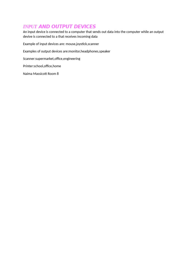 Input and Output Devices | PDF
