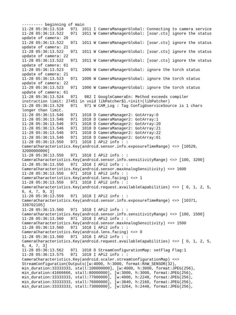 Camera Service Connection Log Analysis | PDF | Software | Imaging