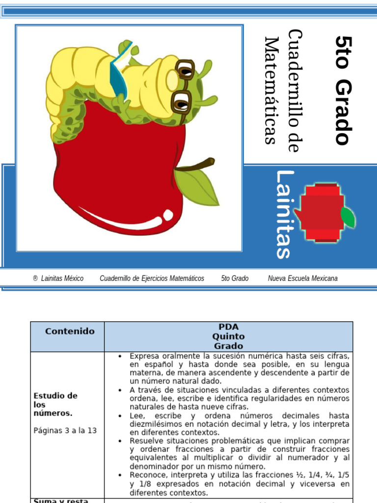 Cuadernillo de Matemáticas 5to Grado | PDF | División (Matemáticas ...