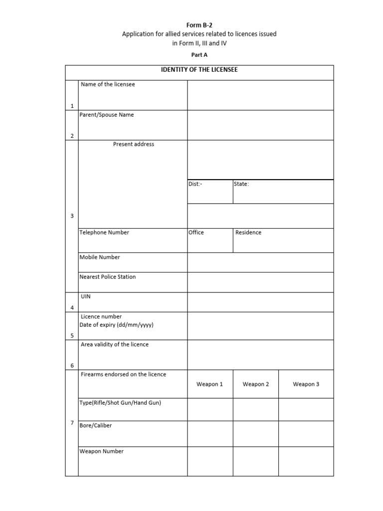 Application For Allied Services Related To Licences Issued in Form II ...