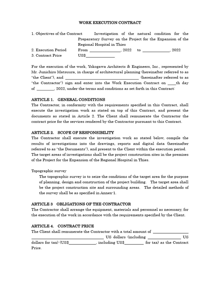 Work Execution Contract for Hospital Expansion | PDF | Private Law ...