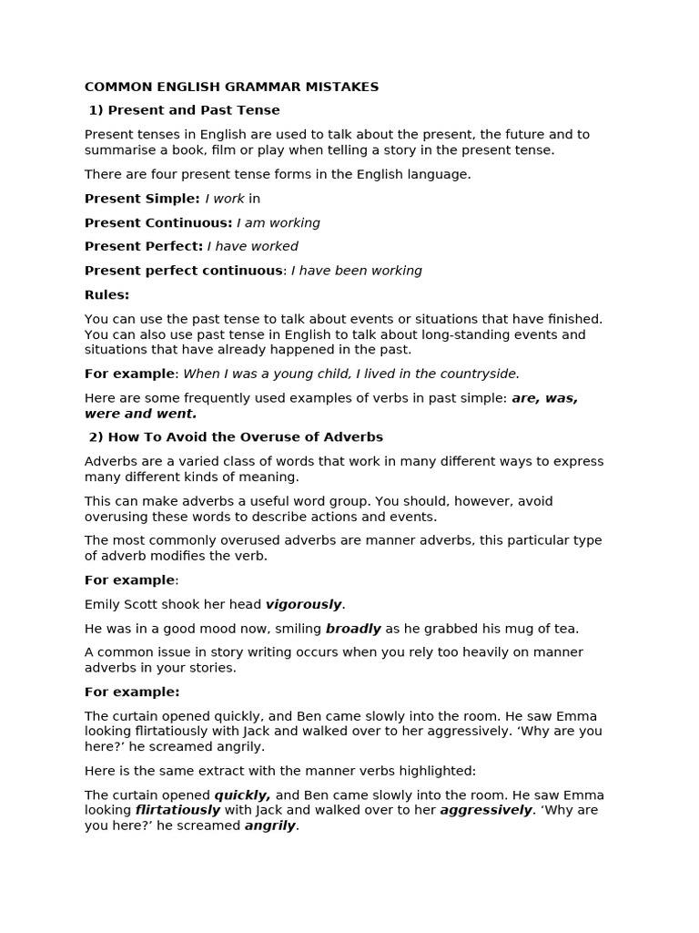 Common English Grammar Mistakes | PDF | Grammatical Number ...