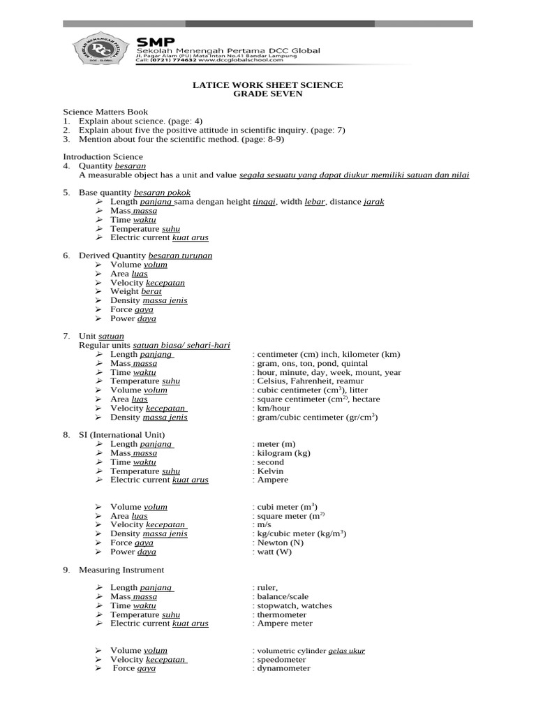 Grade 7 Science: Measurement Basics | PDF | Temperature | Volume