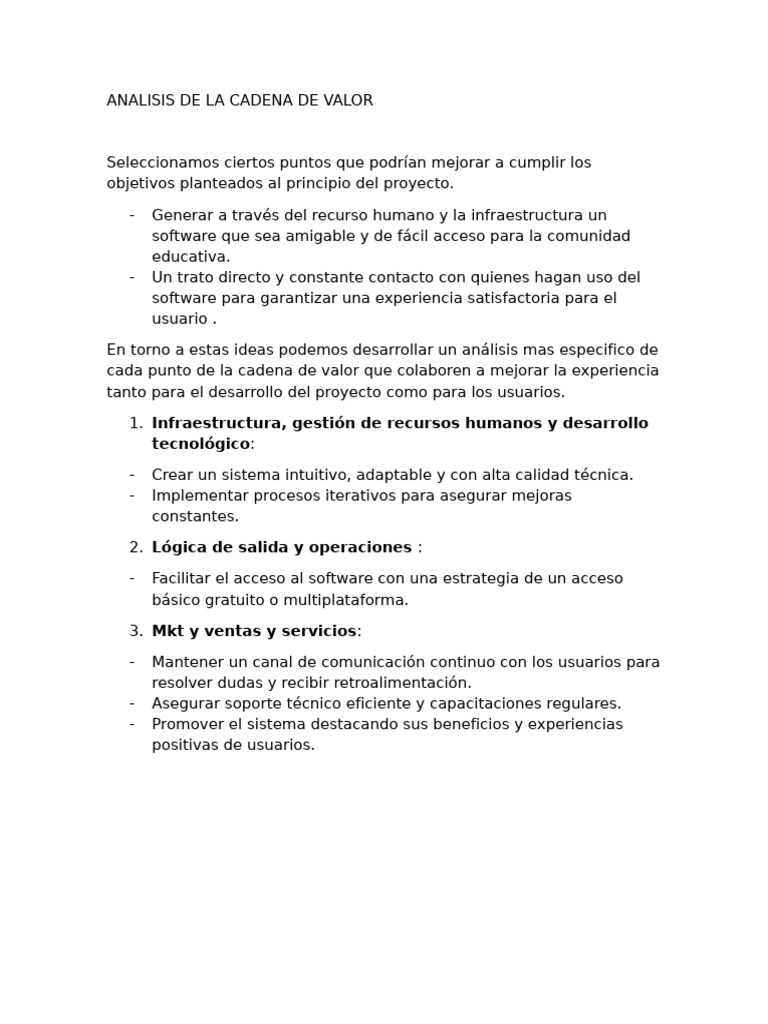 Analisis de La Cadena de Valor | PDF