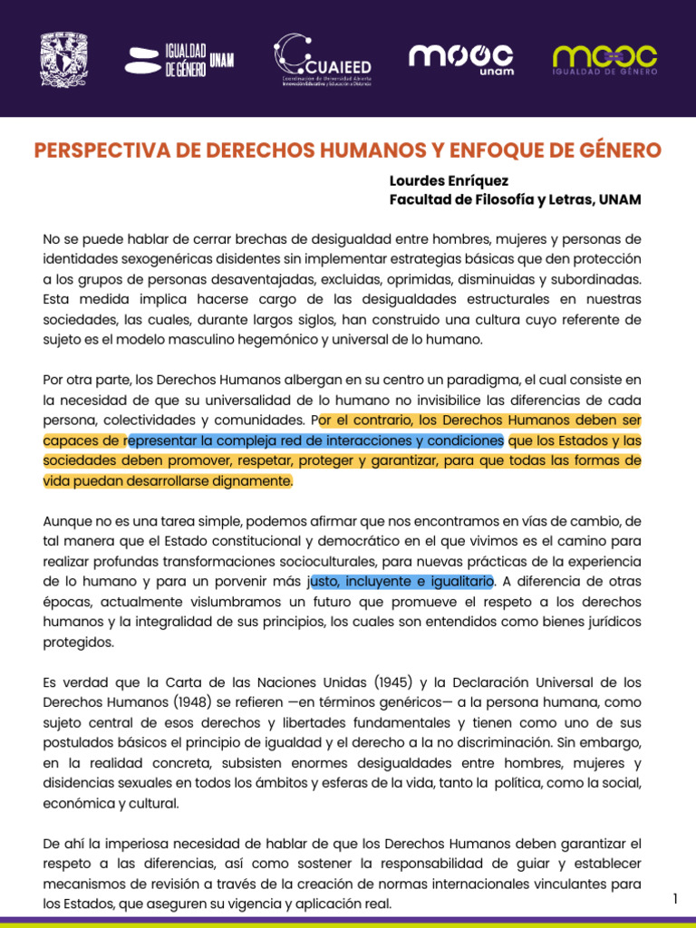 Derechos Humanos y Equidad de Género | PDF | Derechos humanos ...