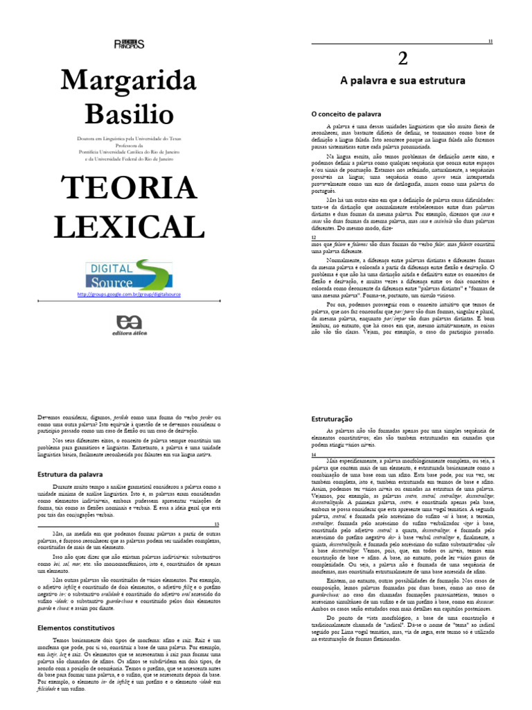 TEXTO 3 - Basilio - Teoria Lexical - Cap 2 e 3 | PDF | Palavra ...