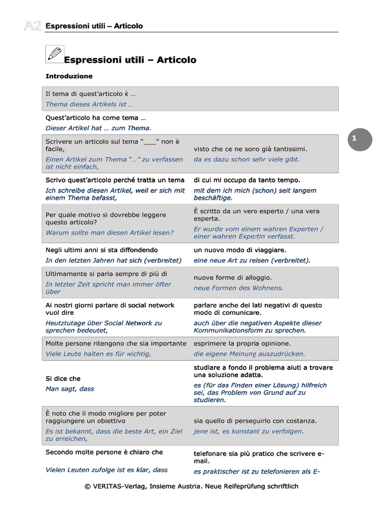 Espressioni Utili Artikel PDF | PDF