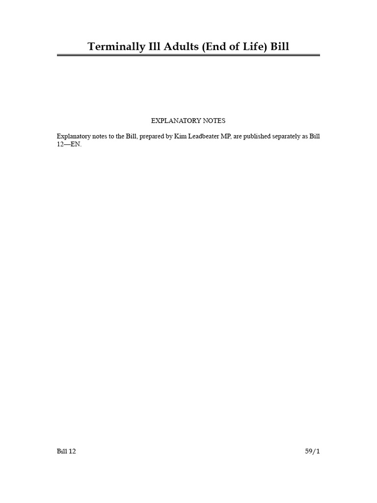 Terminally Ill Adults End-of-Life Bill | PDF | Palliative Care | Common Law