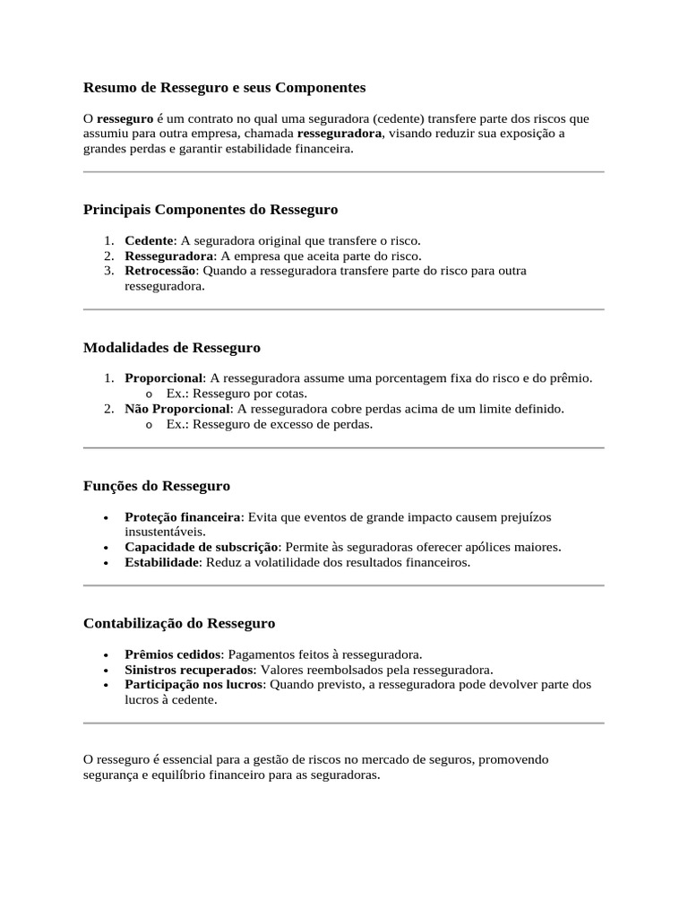 Entenda Resseguro e Sinistros em Seguros | PDF | Resseguro | Serviços ...