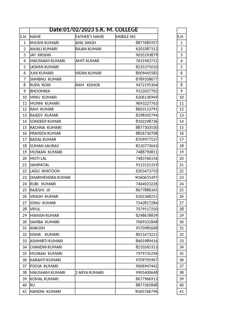 Student list 2023 for add pdf