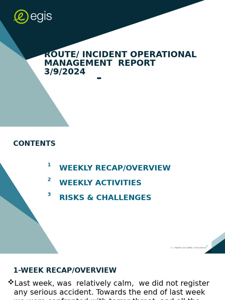Route Patrol Incident MGT Weekly Report | PDF | Occupational Safety And ...