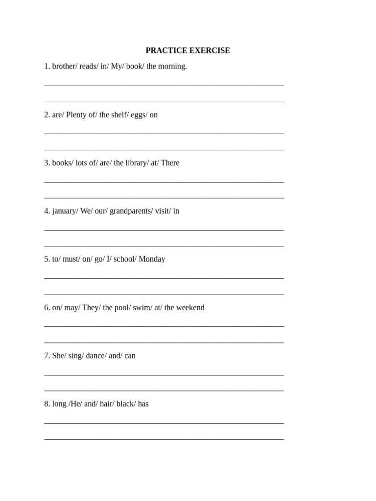 Sentence Structure Practice Exercises | PDF