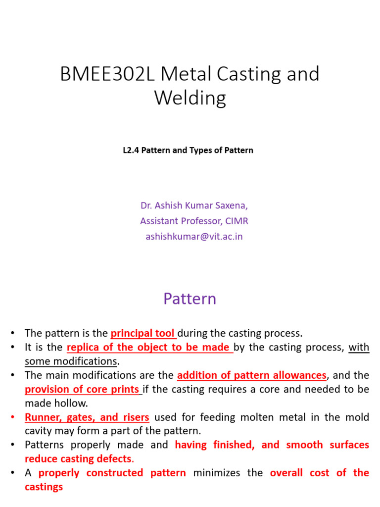 Types of Patterns in Metal Casting | PDF | Building Materials ...