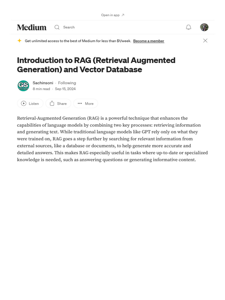 RAG and Vector Database Overview | PDF | Information Retrieval | Databases