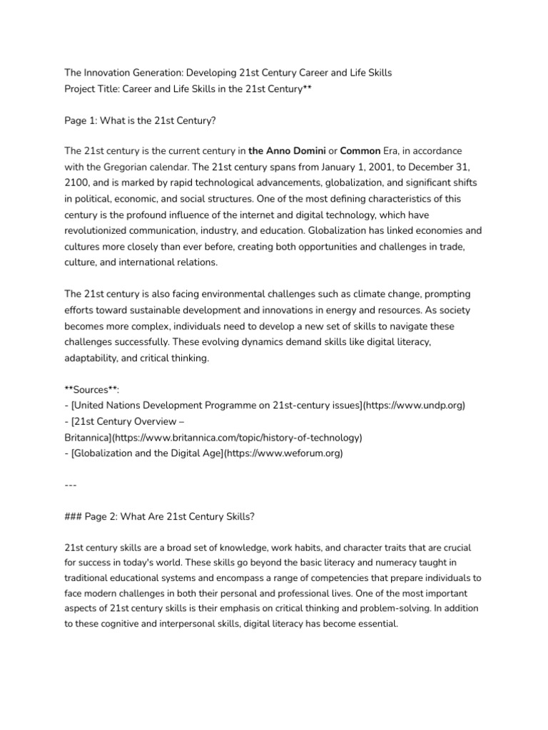 21st Century Career and Life Skills Guide | PDF | Literacy | Innovation