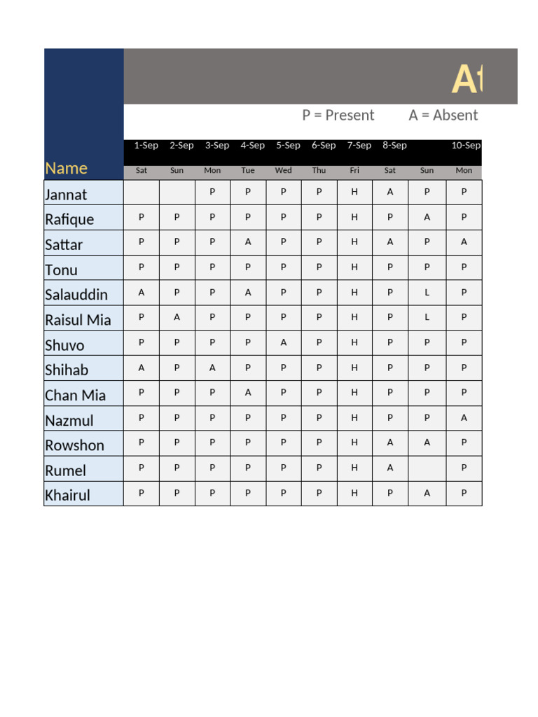 Attendance Record for September 2024 | PDF