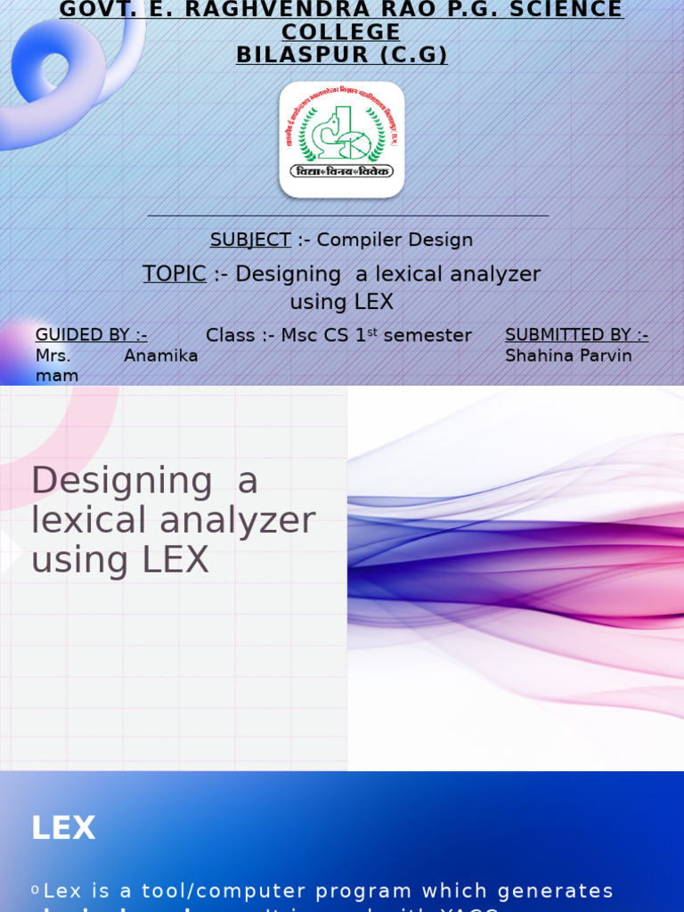 Designing A Lexical Analyzer Using LEX-1 | PDF | Computer Engineering ...